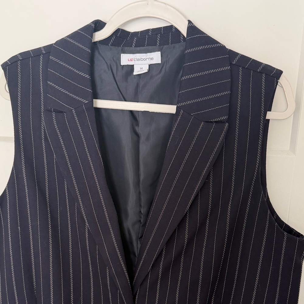Liz Claiborne Navy Pinstripe Vest - Picture 2 of 5